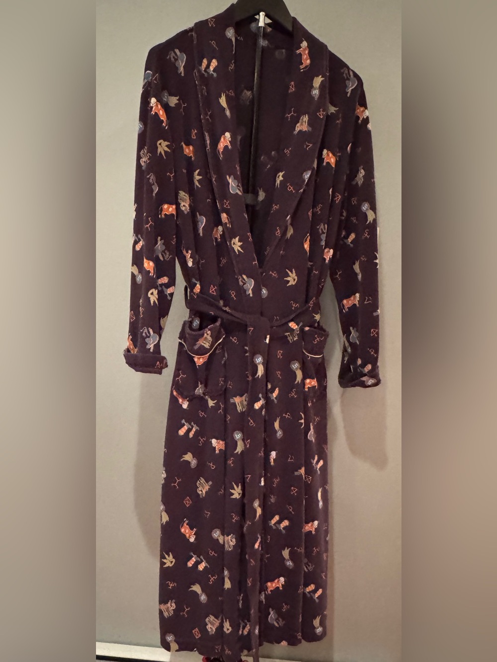 Sundance Rare Western Cattle Ranch Rodeo Theme Robe Size L Cotton Pique (Flaws)